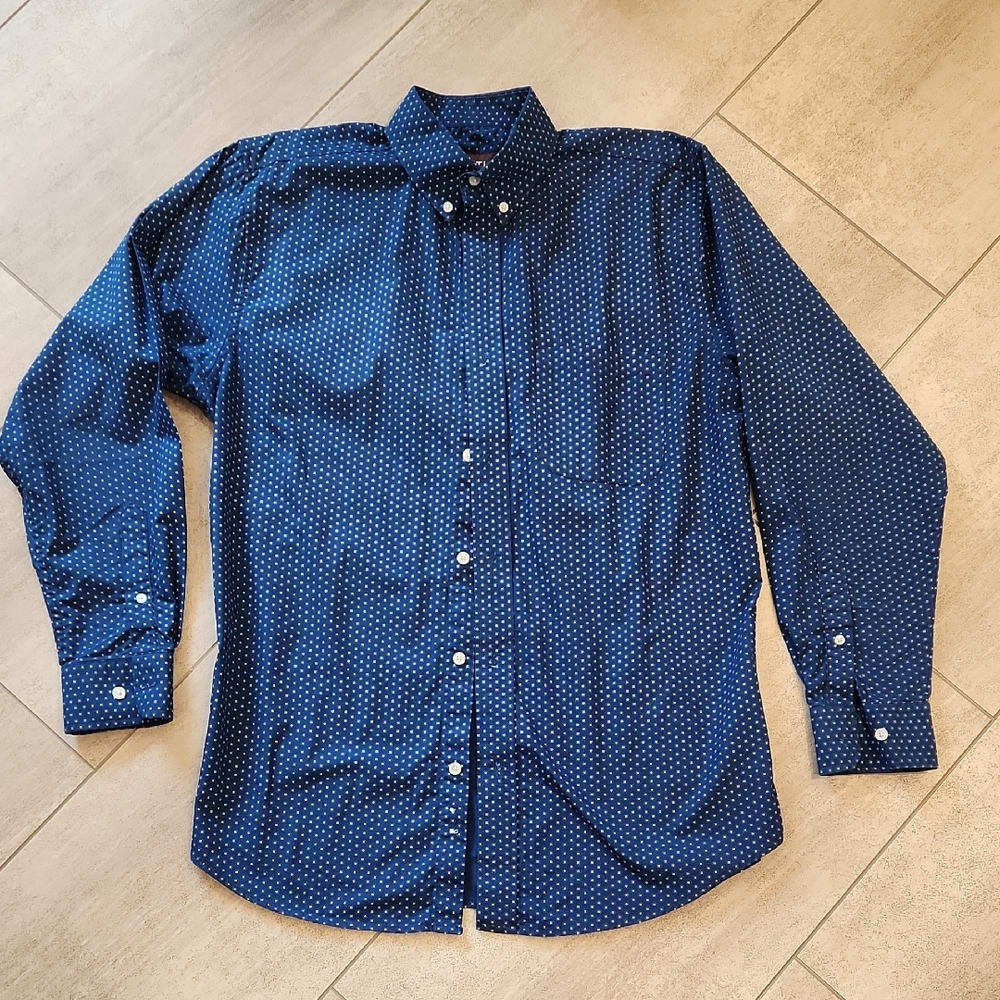 Men's Western Pintlar Blue Patterned Button Down Shirt Size Medium